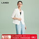 藍(lán)地（LANDI）[禪意光澤]LANDI優(yōu)雅氣質(zhì)修身短款小西裝外套女五分袖夏新品 純白色 S