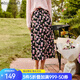 Olrain歐芮兒碎花燈芯絨半身裙女秋夏法式優(yōu)雅復(fù)古中長款裙子 花色 L