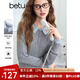 百圖betu女裝2025春季新款毛針織衫撞色翻領(lǐng)假兩件套頭衫女2501X03 灰色 M