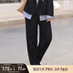 MsShe【仿牛仔拼接條紋假兩件套裝】大碼女裝2025新款秋裝胖mm外套女 褲子-藏青藍色現(xiàn)貨 3XL