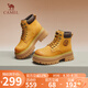 駱駝（CAMEL）大黃靴女時(shí)髦擦色粗跟戶(hù)外工裝馬丁靴 L24W076611 土黃(5孔) 35