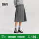 森馬（Semir）森馬半身裙女仿毛呢裙子24冬新款A(yù)字百褶裙遮胯顯瘦109724120001