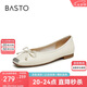 百思圖24秋時(shí)尚蝴蝶結(jié)方頭淺口女單鞋A4502CQ4 米白色 37