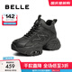百麗（Belle）增高厚底高幫老爹鞋女商場(chǎng)款百搭板鞋B9K1DDM4 黑色-單里 36 (230mm)