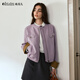 Olrain歐芮兒休閑寬松撞色短外套女春季新款氣質(zhì)時(shí)尚夾克上衣 紫色 L