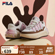 FILA 斐樂(lè)官方女鞋CARROT摩登板鞋蘿卜鞋休閑厚底鞋子女 白中白/烤椰絲棕-BT 37.5