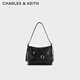 CHARLES&KEITH綁帶式時(shí)尚酷感水桶包腋下包生日禮物送女友CK2-80271629 Noir黑色 S