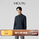 威可多（VICUTU）男士秋外套百搭雙面織法舒適保暖針織時尚開襟衫 深灰藍 L