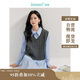 茵曼老錢風麻花毛針織2025秋季女裝百搭馬甲通勤毛衣 蒼灰 S