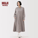 無(wú)印良品（MUJI）女式 法蘭絨 立領(lǐng)長(cháng)袖連衣裙女裝裙子純棉連身裙25年秋季 米色 M (160/84A)