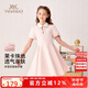 英氏（YEEHOO）女童連衣裙兒童裙子中大童裝polo裙涼感抗菌海軍學(xué)院夏 淡粉  165