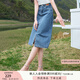 香影牛仔半身裙女2025夏裝新款復(fù)古中長款裙子修身顯瘦高腰直筒裙 牛仔藍 M