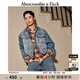 ABERCROMBIE & FITCH男裝24春秋款巴恩風美式復古翻領牛仔夾克外套KI132-4166 藍色水洗 S (175/92A)