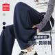 名創(chuàng)優(yōu)品（MINISO）直筒微喇褲女2025秋季新款垂感闊腿休閑運動衛(wèi)褲子高腰顯瘦馬蹄褲 藏青 L 165 (體重115-130斤)