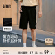 森馬（Semir）休閑中褲男復古運動(dòng)風(fēng)籃球短褲夏寬松針織五分褲子繡花 黑色90001 M