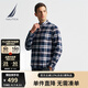 諾帝卡（NAUTICA）【商場同款】男裝春夏新款柔軟舒適法蘭絨格子襯衫男WO4404-N 藏青4NV L