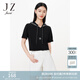 玖姿（JUZUI）商場同款輕運動拉鏈帽衫夏款休閑短袖t恤JWCX80343 花黑 S