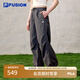 FILA FUSION斐樂潮牌梭織長褲女2025夏季新款時尚休閑寬松運動褲 墨翀灰-GY M 165/66A/M