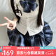 蘿美醬jk制服原創(chuàng)純欲風(fēng)夏季辣妹性感套裝學(xué)院風(fēng)女超短JK百褶裙收腰顯瘦 短袖純欲襯衫+銀河42cm+結(jié)胸牌 M 【建議95-105斤】