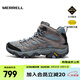 邁樂（Merrell）【上新】戶外徒步鞋男女款MOAB3MID WP中幫防水透氣防滑登山鞋 上新J500162灰黑蘭（女款） 38
