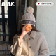BIBK日本條紋針織帽女秋冬復(fù)古保暖大毛球護(hù)耳防寒套頭帽包頭毛線帽 米白色