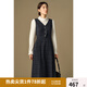 獨(dú)束大碼女裝假兩件撞色拼接連衣裙2024冬季新品通勤時(shí)尚百搭裙子 復(fù)古藍(lán)格紋 3XL (尺碼：5)