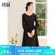 歐莎（OSA）通勤法式赫本風(fēng)小黑裙女2025秋款心型領(lǐng)氣質(zhì)高腰顯瘦連衣裙 黑色 S
