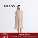 ERDOS【真絲】25春夏優(yōu)雅短袖大擺V領(lǐng)寬松A字長(cháng)裙女連衣裙 淺卡其 S 160/80A