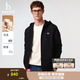 哈吉斯（HAZZYS）男女同款 春季拉鏈開(kāi)衫【PHIZ系列】情侶款連帽衛衣外套 黑色BK XL （180/100A 50）