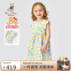 Classic Teddy精典泰迪女童連衣裙兒童裙子中小童裝碎花裙田園風(fēng)長裙 黃藍 110 