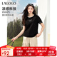 LAGOGO瞬間涼感撞色星空短袖T恤女拉谷谷2025年夏季新款圓領(lǐng)上衣 黑白 L