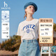 哈吉斯（HAZZYS）女裝 2025夏季女士PHIZ印花寬松短款圓領T恤女【安心品質】