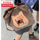 速豆餅干貓雙肩包包女早春新款潮學(xué)院風(fēng)托特包韓國大容量單肩背包 通勤兩用手提雙肩包【淺咖色】