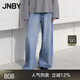 JNBY/江南布衣25夏新品牛仔褲女棉麻休閑寬松闊腿褲5P4E11710 995/牛仔洗藍(lán) XS