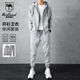 西域駱駝（VANCAMEL）衛(wèi)衣套裝男春秋連帽運(yùn)動(dòng)上衣長(zhǎng)褲青年男士休閑兩件套 淺灰 L 