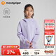 moodytiger女童抓絨衛(wèi)衣套頭衫秋冬季兒童大童長(zhǎng)袖保暖連帽簡(jiǎn)約休閑運(yùn)動(dòng)裝 薰衣草紫 140 cm