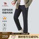 駱駝（CAMEL）男裝 休閑褲男冬季搖粒絨加厚保暖修身直筒褲子 幻影黑 L