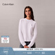 Calvin KleinJeans25秋季新款女士休閑通勤ck純棉刺繡純色打底長袖T恤47D269G YAA-月光白 S