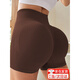 DUTRIEUX蜜桃提臀運動(dòng)短褲夏性感高腰收腹歐美健身三分熱褲透氣瑜伽褲女 巧克力棕 M （建議體重100-120斤）