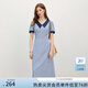 范思藍恩格紋miu系學院風連衣裙2025夏季新款少女氣質(zhì)通勤2699 海鹽梔子藍 M
