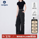 Navigare意大利小帆船女士戶外工裝褲闊腿直筒休閑褲2312574502 黑 XXL 