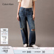 Calvin KleinJeans25春夏女士美式復(fù)古ck純棉寬松慵懶松弛感破洞牛仔褲47B925G VSI-牛仔藍(lán) 26