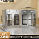 304不銹鋼矮柜工具柜文件資料儲物柜車(chē)庫陽(yáng)臺戶(hù)外抽屜帶鎖收納柜 201玻璃門(mén)二斗下節