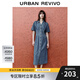 UR2025春季新款女裝復古休閑收腰紐扣牛仔連衣裙UWM850110 藍色 S