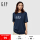 Gap男女裝2025春季新款純棉字母logo短袖T恤多色上衣美版570044 海軍藍 M 美碼 L亞洲碼180/96A