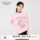 秋水伊人美式復古重磅純棉T恤夏季新款女裝經(jīng)典圓領(lǐng)甜美上衣 粉紅 M