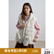 獨(dú)束大碼女裝【可拆卸手套】時(shí)髦雙色顆粒馬甲羽絨服女冬裝微胖mm 雪山白 M (尺碼：1)