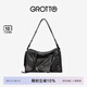 GROTTO個(gè)樂25年新款SoftCollar保齡球包單肩包小號(hào)中號(hào)通勤斜挎包 經(jīng)典黑M 亮銀