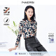 娜爾思（NAERSI）鉆石壓褶時(shí)尚印花襯衫女秋新款通勤長(cháng)袖上衣女 黑色 L
