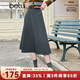 百圖betu女裝秋季新款半身裙韓系簡(jiǎn)約高腰顯瘦半身裙女2309T81 深灰 M